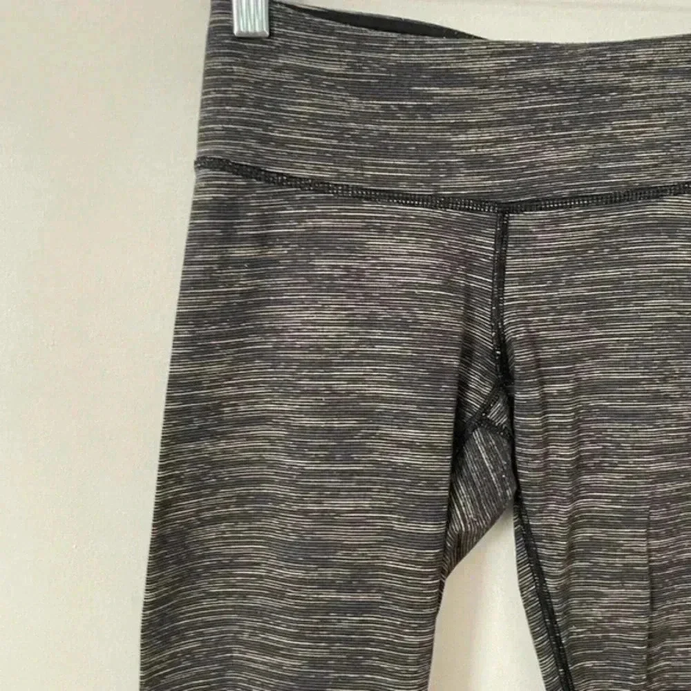 Lululemon Wunder Under Cropped Space Dye Black Gray Leggings  4